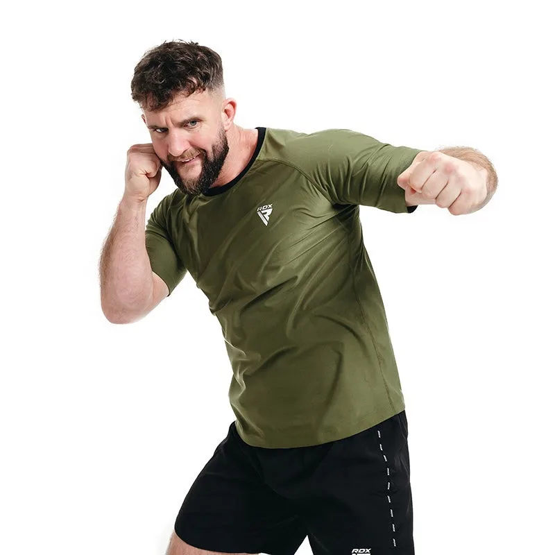 Мужская футболка RDX Polyester M Army Green с эффектом сауны