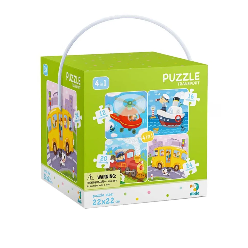 Дитячий набір пазлів DoDo Toys картон 4 в 1 22х22 см Транспорт