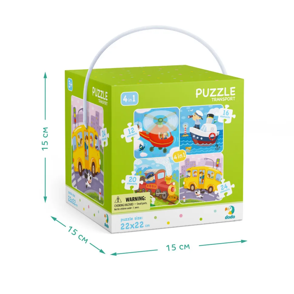 Детский набор пазлов DoDo Toys картон 4 в 1 22х22 см Транспорт