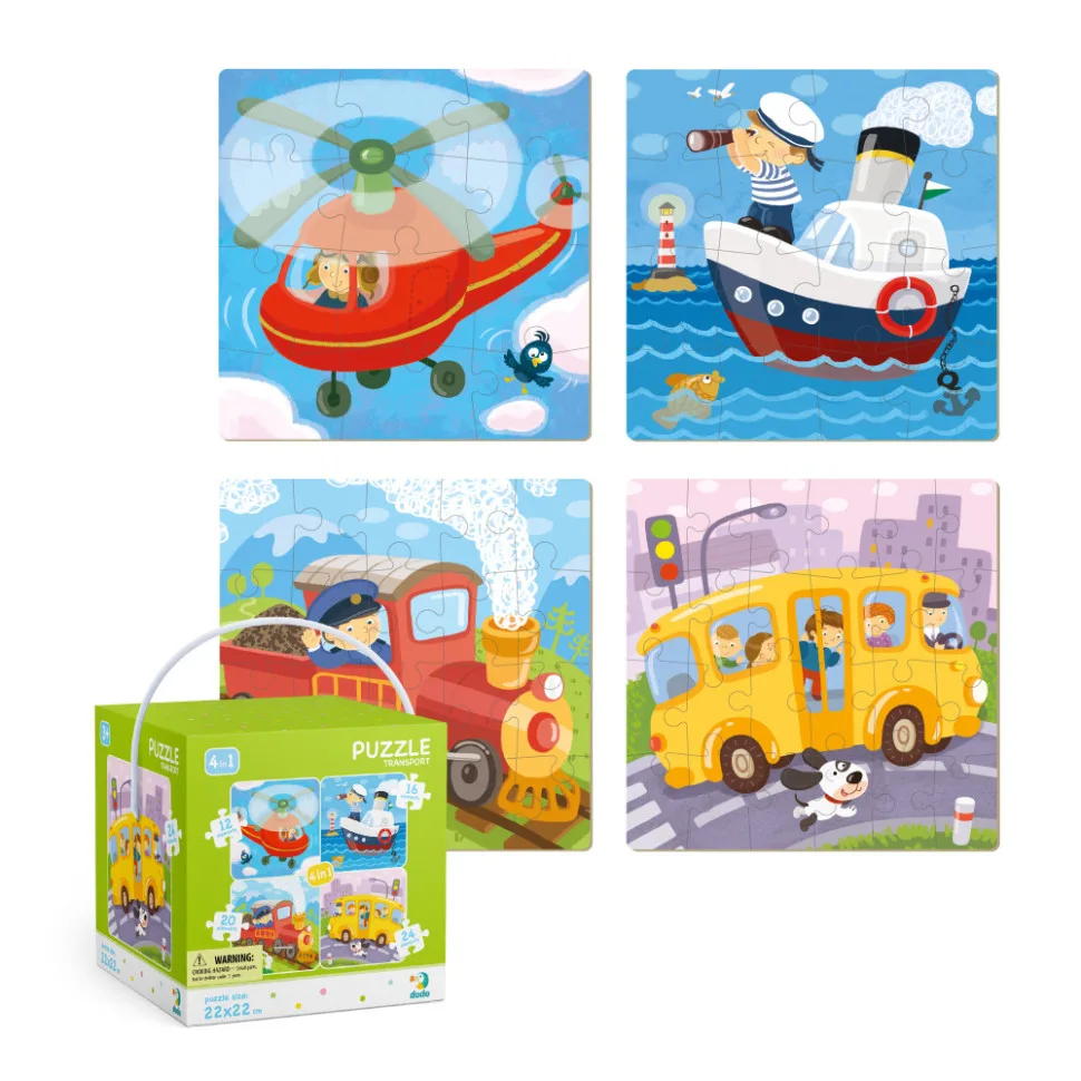 Детский набор пазлов DoDo Toys картон 4 в 1 22х22 см Транспорт