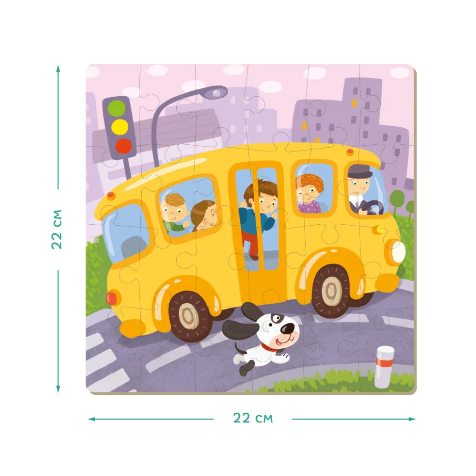 Детский набор пазлов DoDo Toys картон 4 в 1 22х22 см Транспорт