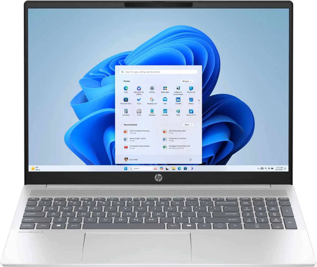Ноутбук HP OmniBook 5 16-af1017ua 16" WUXGA IPS AG, Intel U7-255U, 16GB, F1TB, UMA, DOS, сріблястий