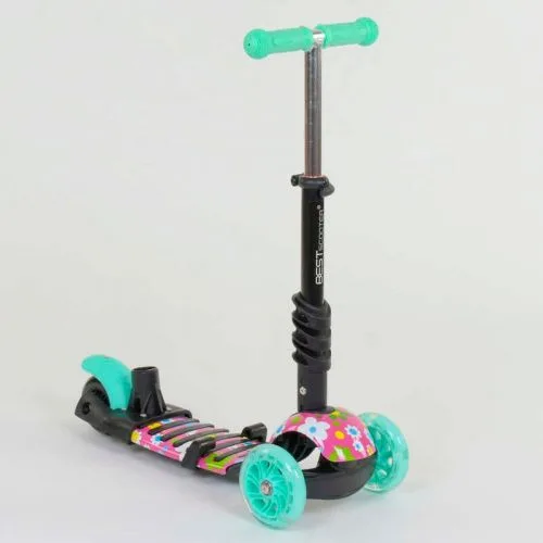 Самокат 5в1 Best Scooter с подсветкой колес для детей с ручкой родительского контроля.