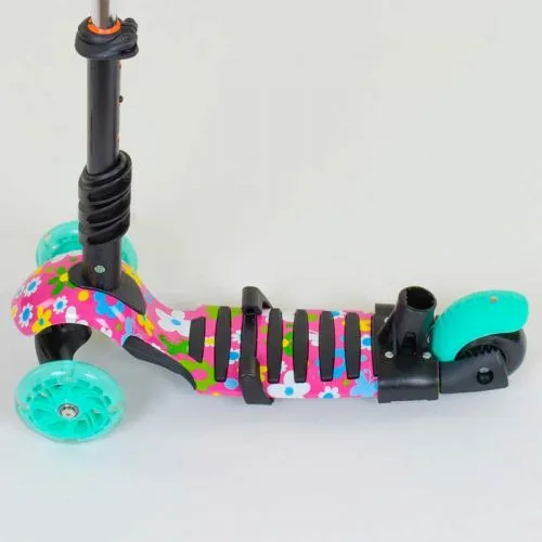 Самокат 5в1 Best Scooter с подсветкой колес для детей с ручкой родительского контроля.