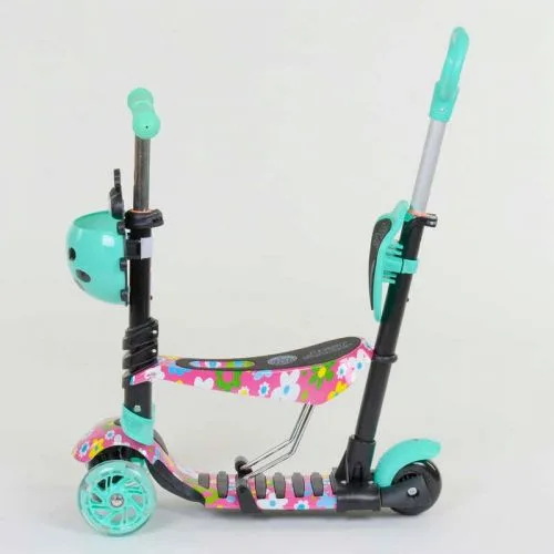 Самокат 5в1 Best Scooter с подсветкой колес для детей с ручкой родительского контроля.