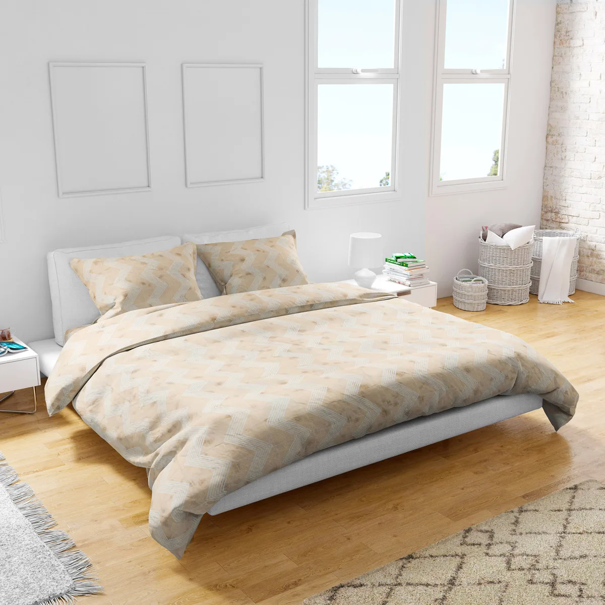 Двоспальний комплект постільної білизни Home Line Бязь 180х220 Бежевий