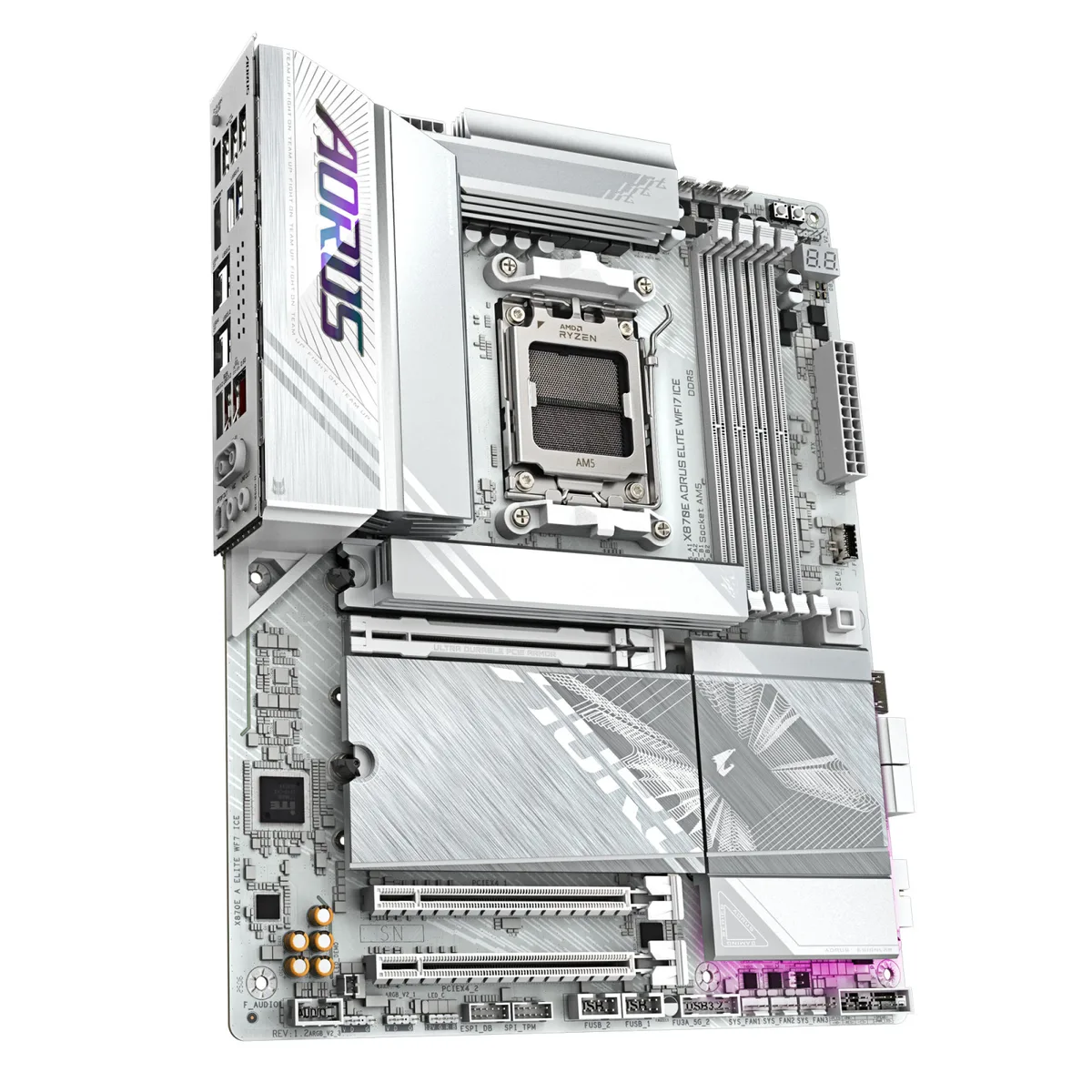 Материнская плата GIGABYTE X870E A ELITE WF7 ICE sAM5 X870 4xDDR5 M.2 HDMI DP Wi-Fi ATX белая