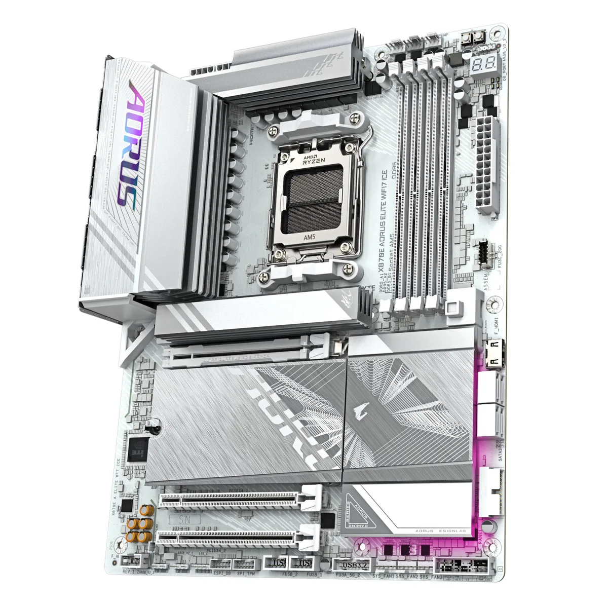 Материнская плата GIGABYTE X870E A ELITE WF7 ICE sAM5 X870 4xDDR5 M.2 HDMI DP Wi-Fi ATX белая