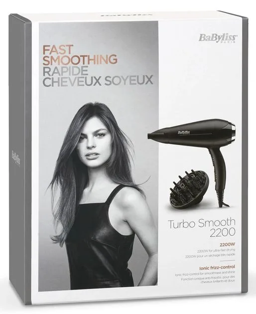 Фен Babyliss Turbo Smooth 2200 Вт 3 режими дифузор іонізація чорний