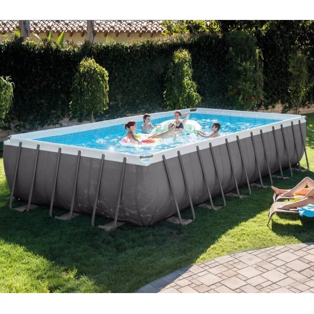 Каркасний басейн Intex трьохшаровий 732х366х132 см сірий
