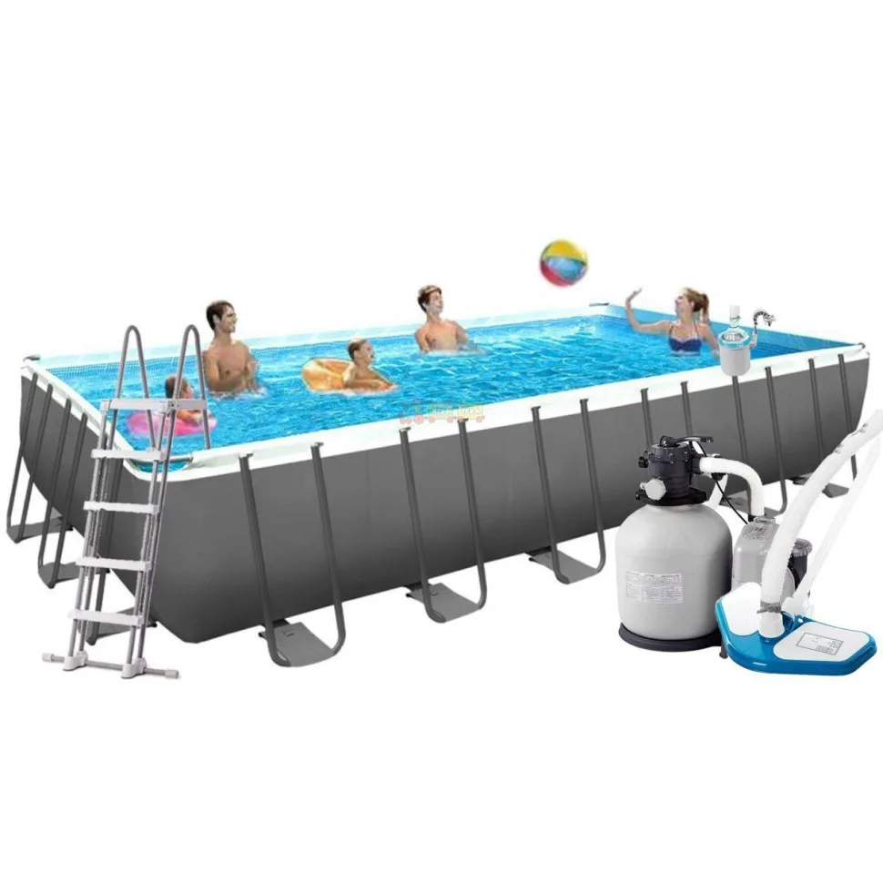 Каркасний басейн Intex трьохшаровий 732х366х132 см сірий