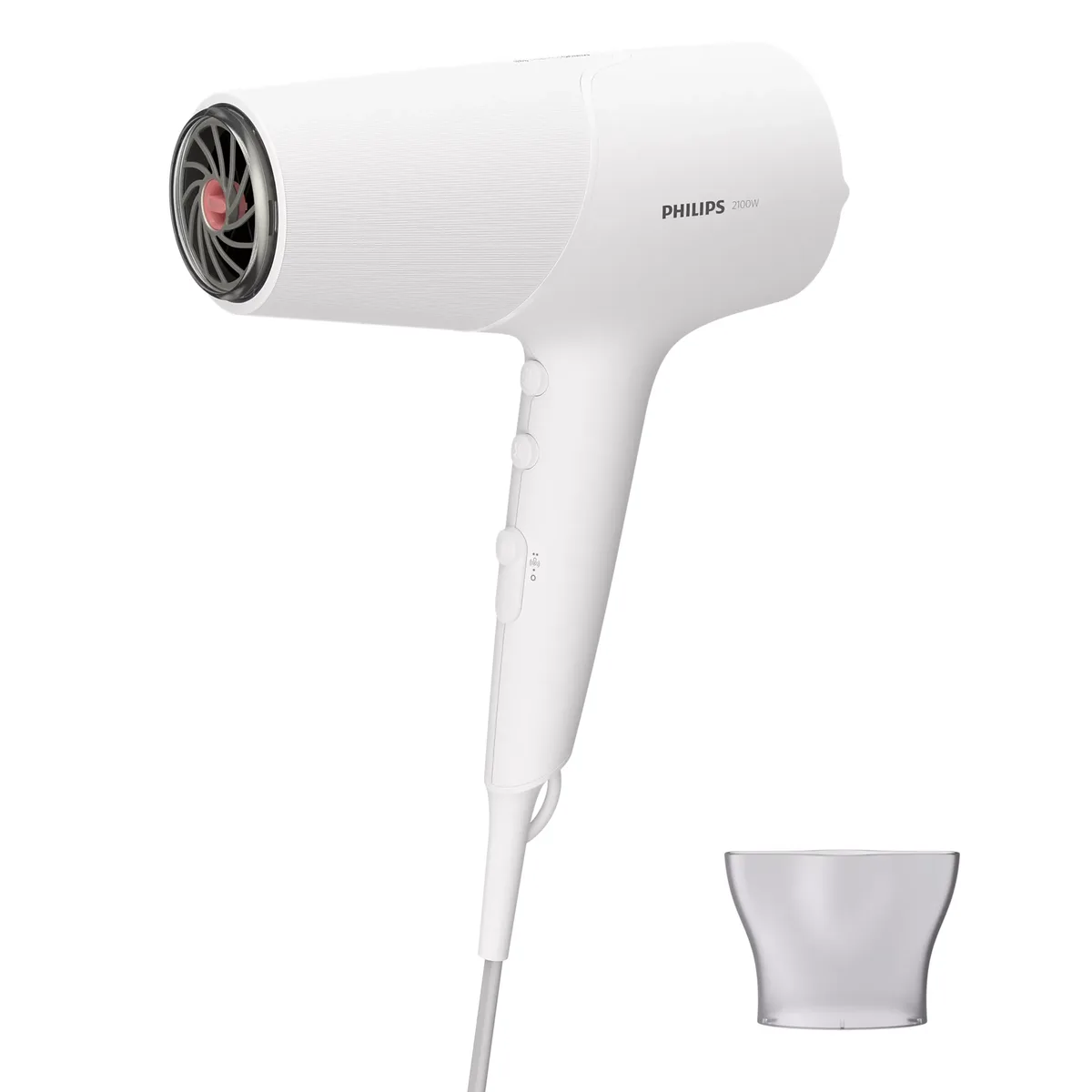 Фен Philips 5000 Series, 2100 Вт, 3 настройки, ионизация, холодный обдув, белый