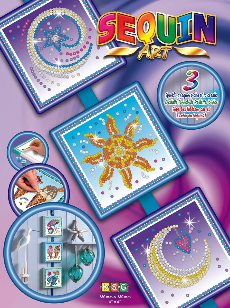Набір для творчості Sequin Art Seasons Космос, Сонце, Місяць і зірки 3шт, 16*16см