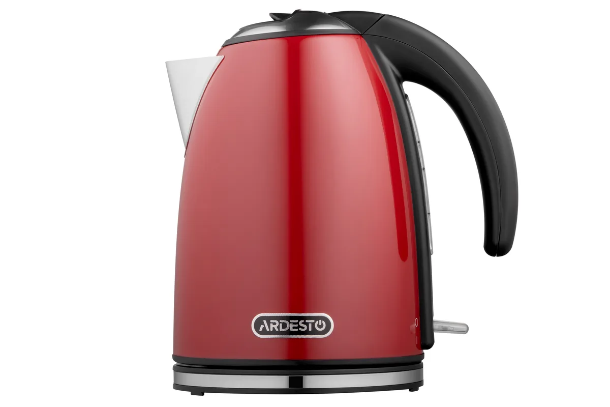 Електрочайник ARDESTO 1.7л, Strix, металевий, червоний блиск.