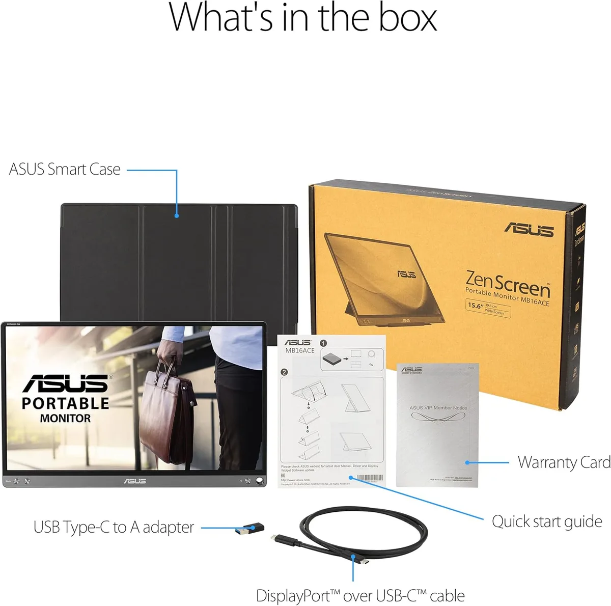 Монитор портативный Asus 15.6" ZenScreen MB16ACE USB-C, IPS, чехол
