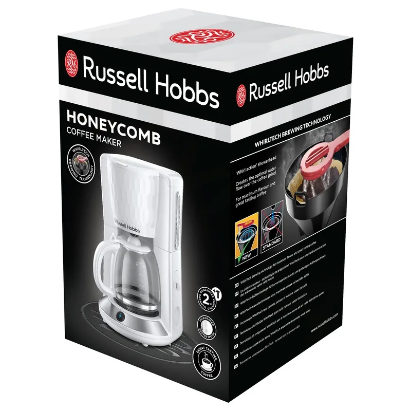 Кавоварка Russell Hobbs крапельного типу Honeycomb 1.25л, для меленої кави, біла.