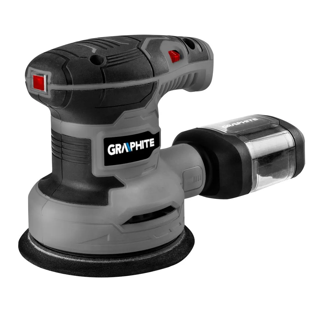 Ексцентрикова шліфувальна машина GRAPHITE 300Вт 125мм 7000-13000об/хв з орбітою 1мм, вага 1.21кг.