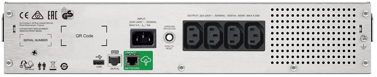 Джерело безперебійного живлення APC Smart-UPS C 1000VA/600W, RM 2U, LCD, USB, SmartConnect, 4xC13