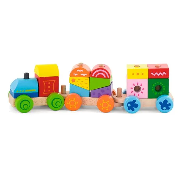 Деревянный поезд Viga Toys из бука 32х9х7 см разноцветный