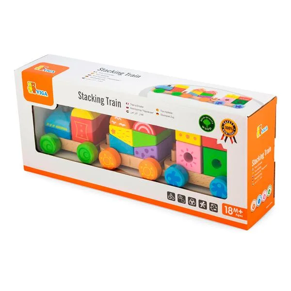 Деревянный поезд Viga Toys из бука 32х9х7 см разноцветный