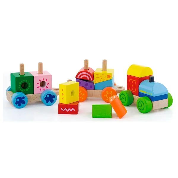 Деревянный поезд Viga Toys из бука 32х9х7 см разноцветный