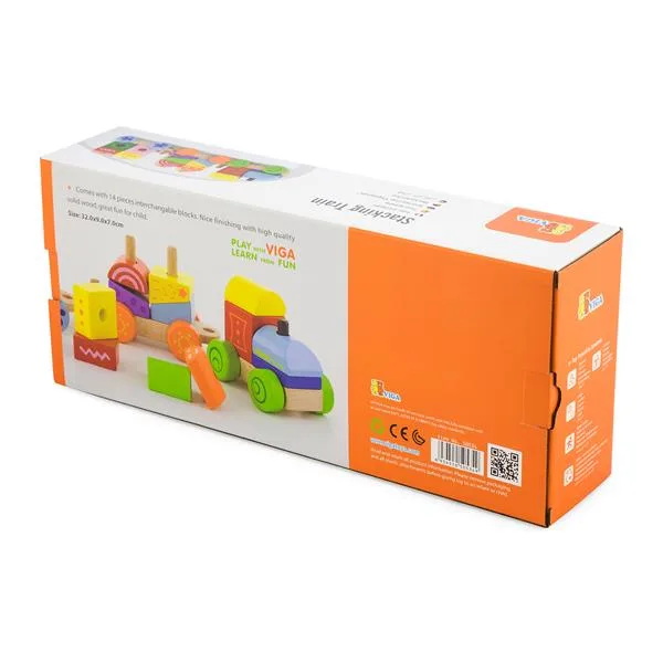 Деревянный поезд Viga Toys из бука 32х9х7 см разноцветный