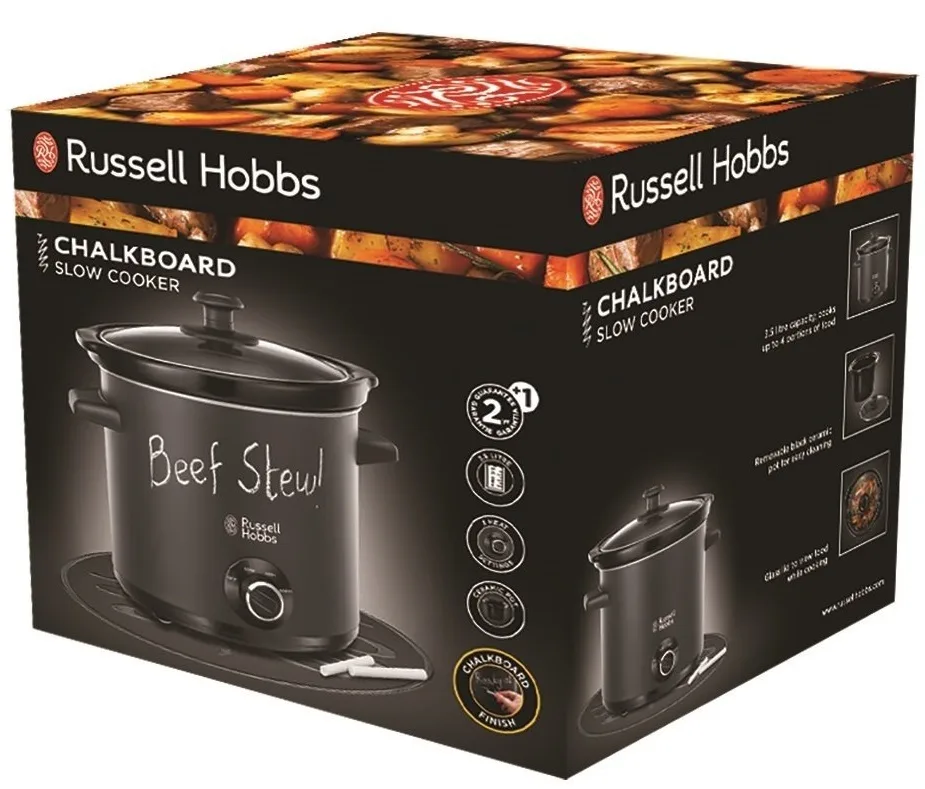 Мультиварка Russell Hobbs ChalkBoard, 200Вт, 3.5л чаша, механічне управління, нержавіюча сталь, чорний колір.