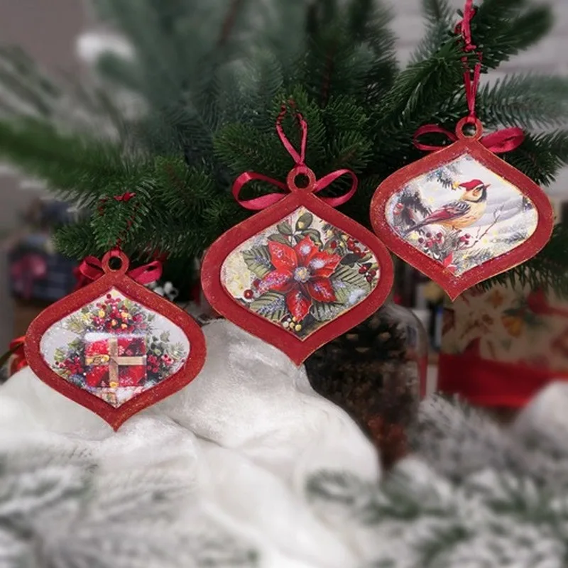 Творчий набір для ялинкових прикрас Vintage Christmas 3 шт ХДФ різні кольори