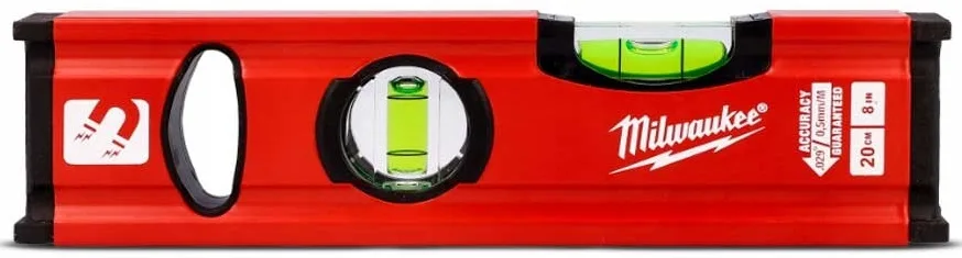 Рівень Milwaukee Slim Box, 20 см, 2 бульбашки, алюмінієвий корпус.