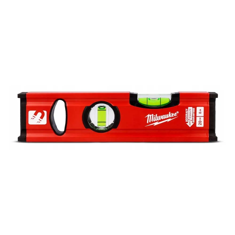Рівень Milwaukee Slim Box, 20 см, 2 бульбашки, алюмінієвий корпус.