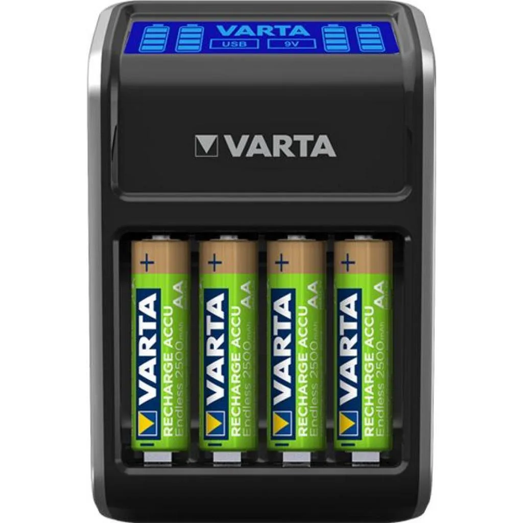 Зарядний пристрій VARTA LCD Plug Charger + Акумулятор NI-MH AA 2100 мАг, 4 шт.