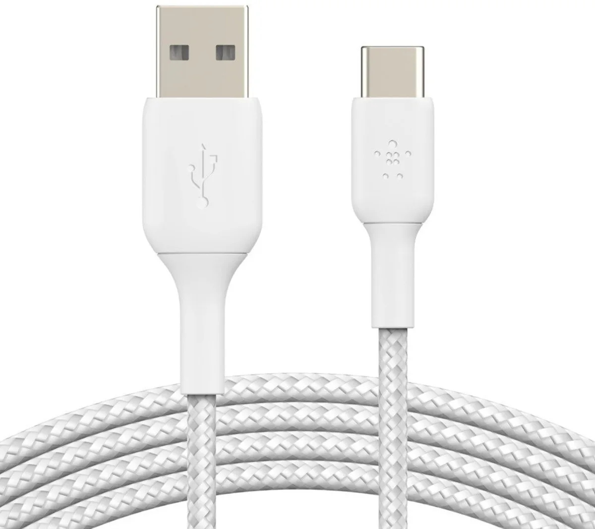 Кабель USB-A > USB-C заряджання/синхронізації Belkin 2м, 15Вт, Type-C, плетений, білий