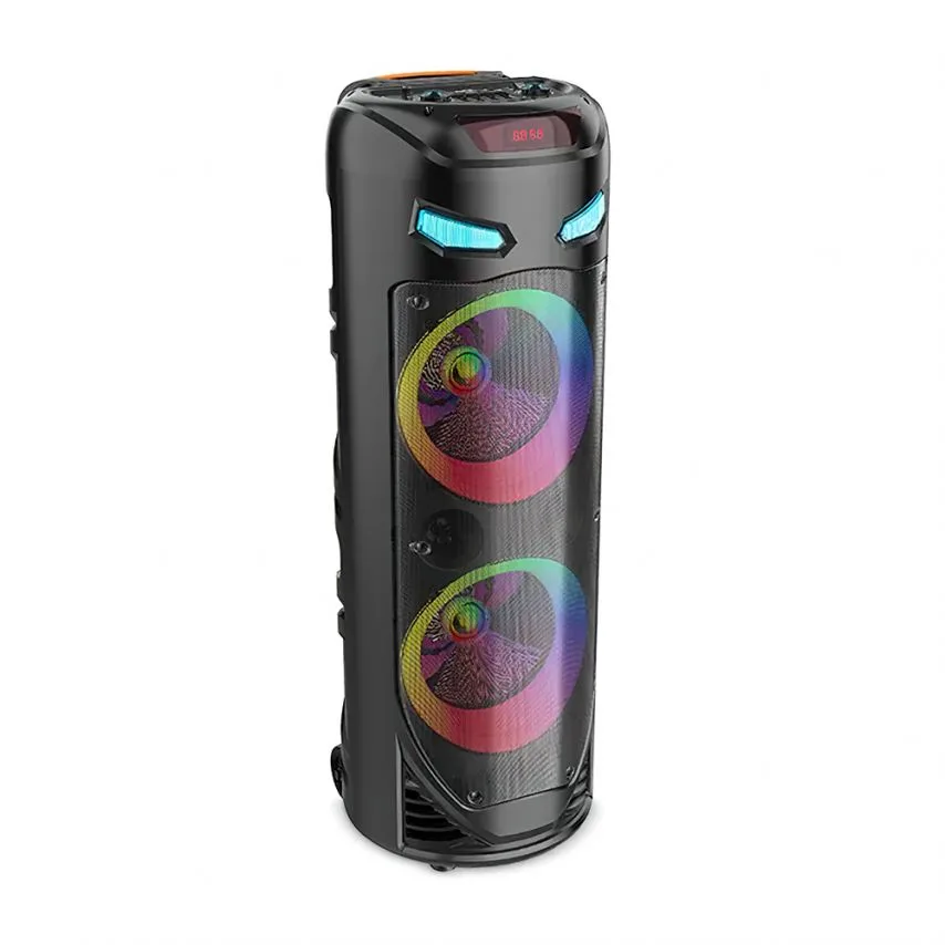 Портативна колонка 40W Bluetooth 203мм чорна з мікрофоном та підсвічуванням