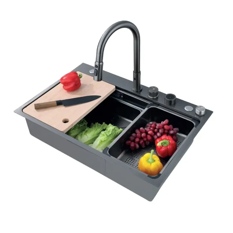 Мойка Zerix из нержавеющей стали 750х480 мм графитовая с встроенным смесителем