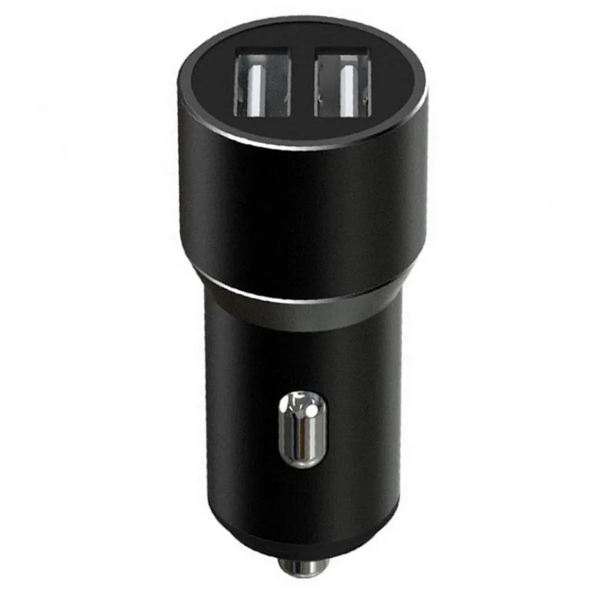 Автомобільний зарядний пристрій XO метал 2USB 2.4A 12W чорний