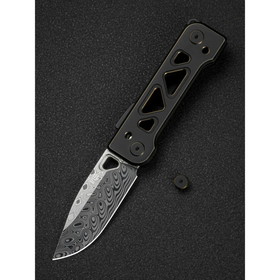 Складаний ніж Weknife Дамаська сталь 171,3 мм Чорний Титан 6AL4V