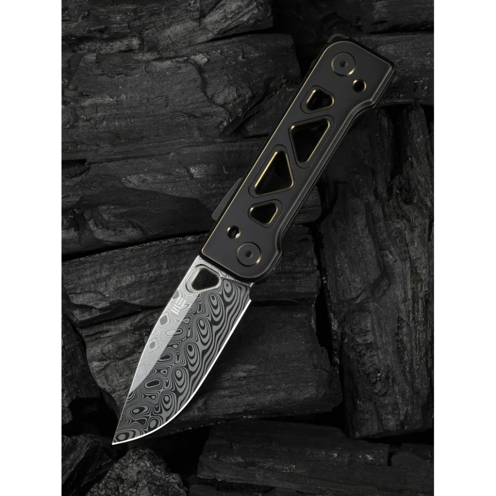 Складаний ніж Weknife Дамаська сталь 171,3 мм Чорний Титан 6AL4V