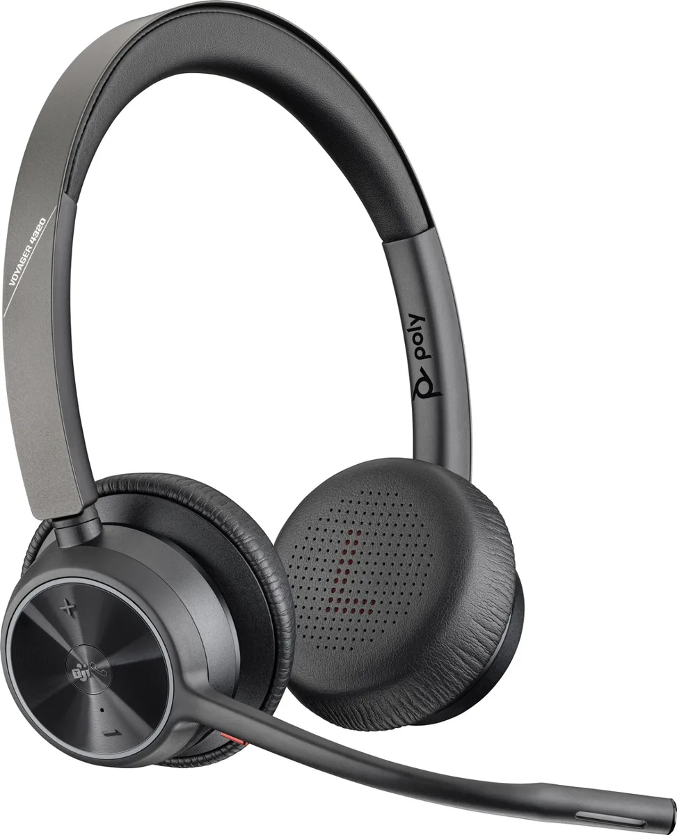 Компьютерная стереогарнитура On-ear Poly Voyager 4320-M с адаптером BT700, USB-C, Bluetooth, всенаправленным микрофоном, Acoustic fence, сертификат Microsoft Teams, черная.