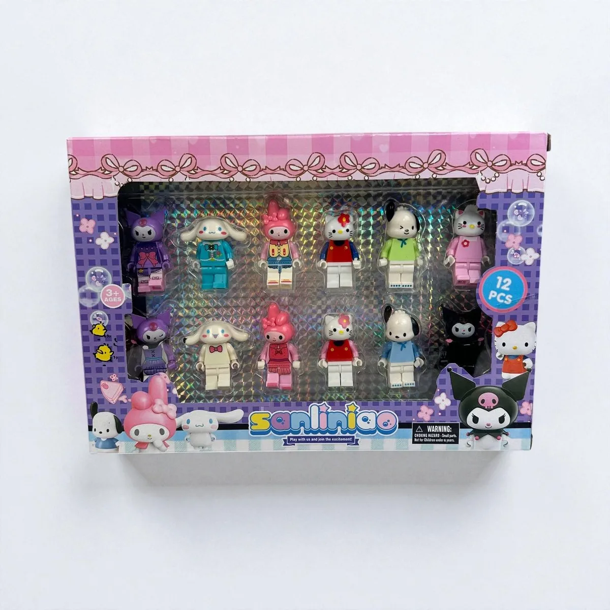 Дитячі фігурки конструктор Hello Kitty 12 шт пластикові кольорові 25,5х18х3,5 см