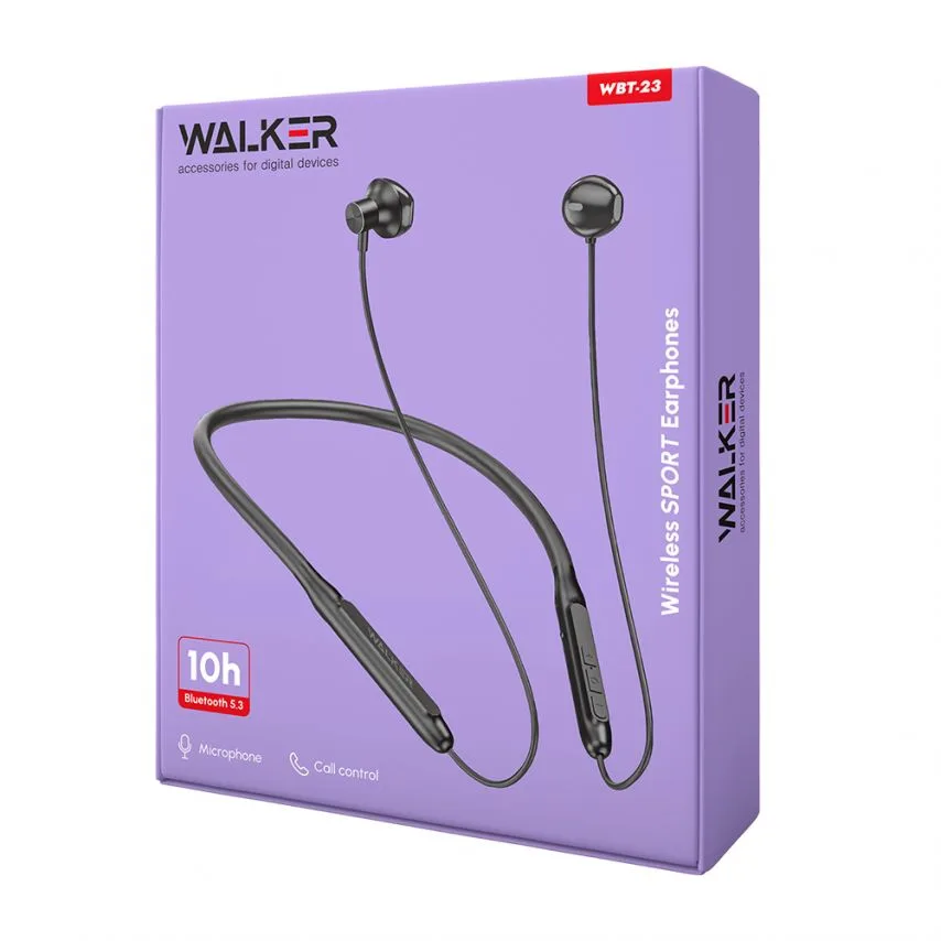 Навушники Bluetooth WALKER вкладиші чорні 110 mAh 10 годин роботи