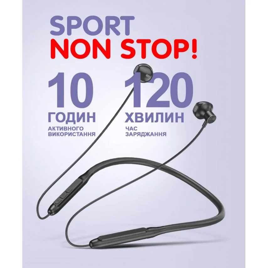 Навушники Bluetooth WALKER вкладиші чорні 110 mAh 10 годин роботи