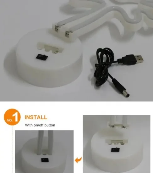 Неоновий нічник пластик 30х14х2,8 см білий Фламінго LED батарейки USB