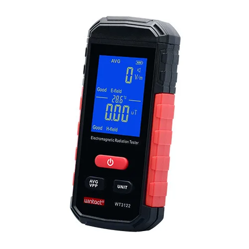Тестер електромагнітного випромінювання WINTACT WT3122 1-1999 В/м 0,01-99,99 мкТл червоний