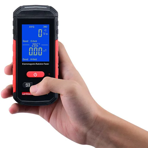 Тестер електромагнітного випромінювання WINTACT WT3122 1-1999 В/м 0,01-99,99 мкТл червоний
