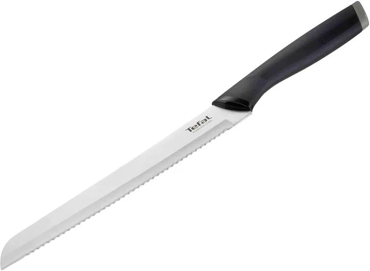 Ніж для хліба Tefal Comfort з чохлом, 20 см, з нержавіючої сталі, пластиковою ручкою, чорного кольору.