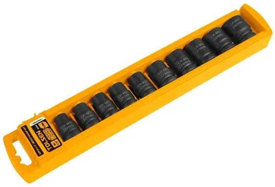 Набір ударних торцевих головок Tolsen, 1/2", 10-24 мм, у кейсі, 10 шт.