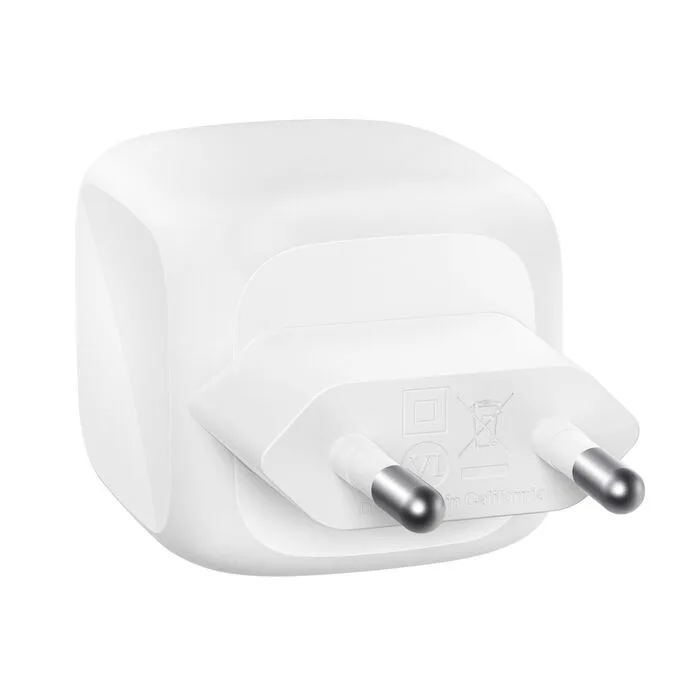 Зарядний пристрій мережевий Belkin 50Вт 2хUSB-С GAN PD PPS, кабель USB-С > USB-C, 1м, білий