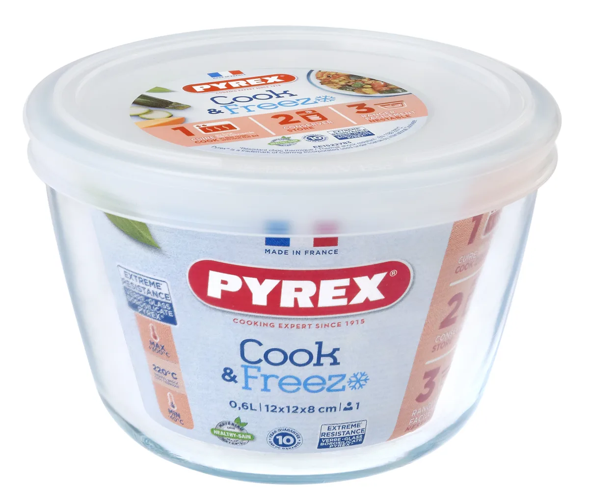 Форма Pyrex боросилікатне скло кругла 12х8 см з кришкою