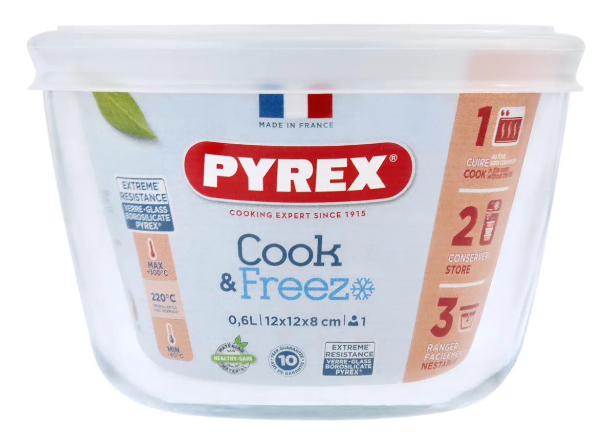 Форма Pyrex боросилікатне скло кругла 12х8 см з кришкою