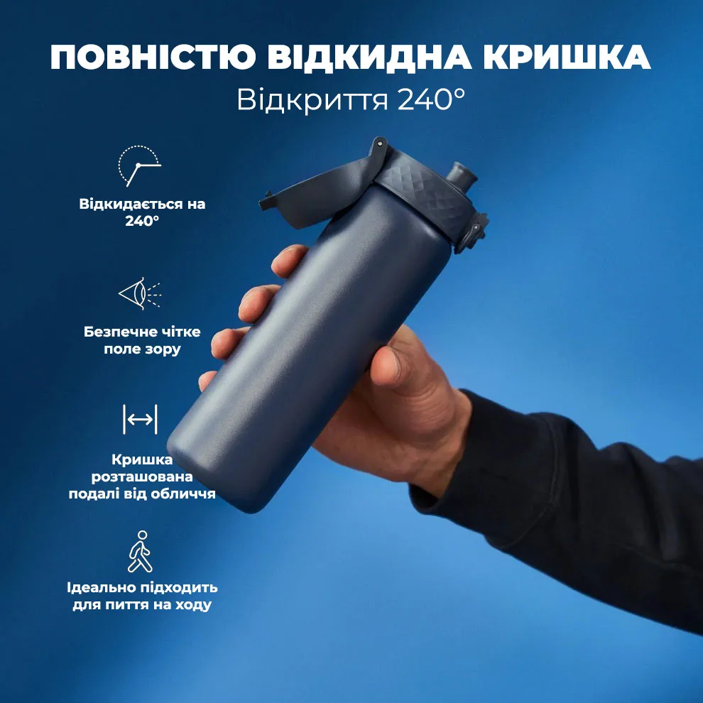 Пляшка для води ION8 нержавіюча сталь 500 мл синя